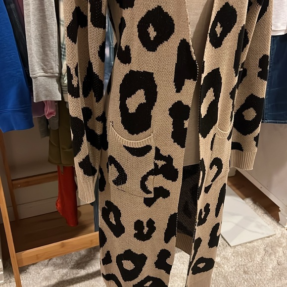 Animal Print Long Open Cardigan size Large - Picture 3 of 11